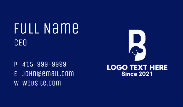Letter B Dog Business Card Design