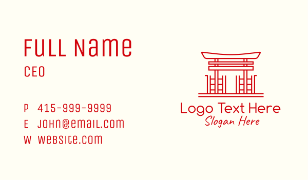 Japanese Shrine Landmark Business Card Design