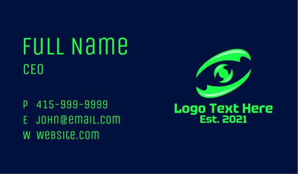 Neon Gaming Eye  Business Card Design Image Preview