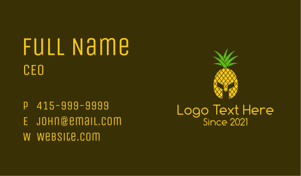 Pineapple Spartan Helmet  Business Card Design Image Preview