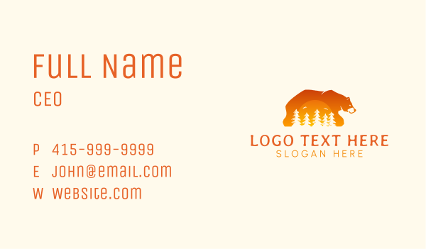 Bear Forest Sunset Business Card Design Image Preview
