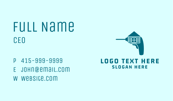 Blue Drill Home Improvement Business Card Design Image Preview