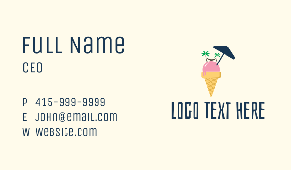 Ice Cream Beach  Business Card Design Image Preview