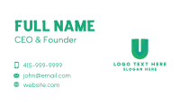 Green Gradient Letter U Business Card Image Preview