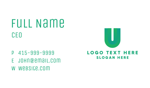 Green Gradient Letter U Business Card Design Image Preview