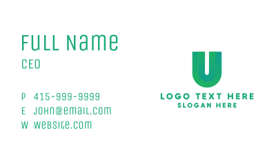 Green Gradient Letter U Business Card Image Preview