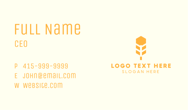 Golden Hexagon Wheat Business Card Design Image Preview