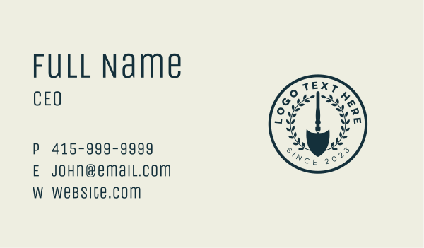 Wreath Shovel Landscaping Business Card Design Image Preview