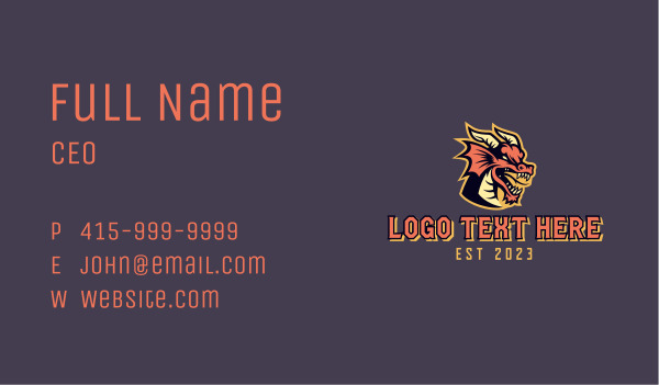 Dragon Animal Gaming Business Card Design Image Preview