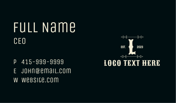 Classic Western Lettermark Business Card Design Image Preview