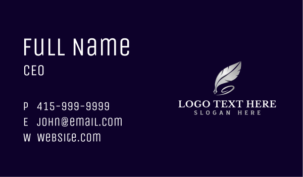 Feather Quill Pen Business Card Design Image Preview