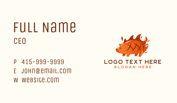 Roast Pig Flame Business Card Design Image Preview