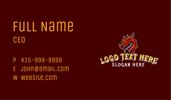 Mythical Dragon Gaming Business Card Design Image Preview