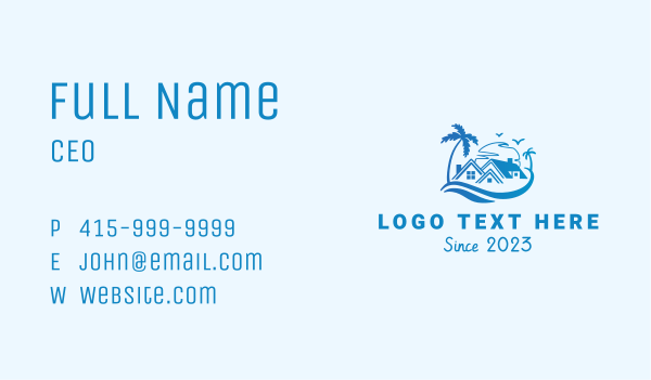 Beach Vacation House Business Card Design Image Preview