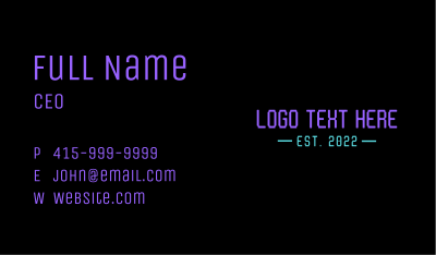 Neon Cyber Wordmark Business Card Image Preview