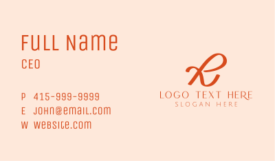 Handwritten Orange Letter R  Business Card Image Preview