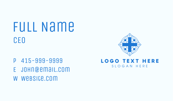 Blue Chapel Cross Business Card Design Image Preview