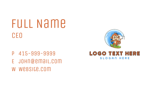 Monkey Surfing Mascot Business Card Design Image Preview