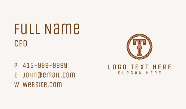 Cowboy Rope Letter T Business Card Design Image Preview
