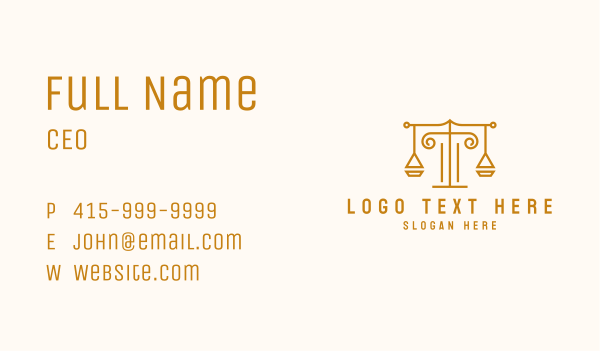 Gold Justice Pillar Business Card Design Image Preview