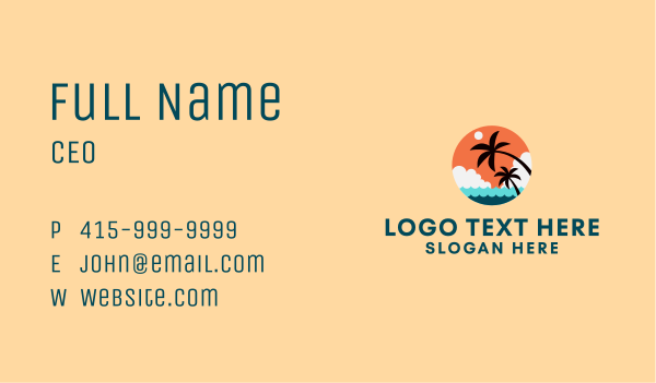 Tropical Beach Palm Tree Business Card Design Image Preview