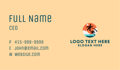 Tropical Beach Palm Tree Business Card Image Preview