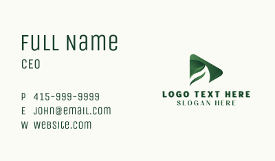 Eco Leaf Play Button Business Card Image Preview