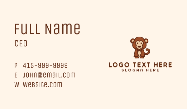 Cute Monkey Character Business Card Design Image Preview