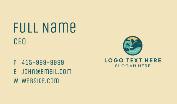 Plane Beach Vacation Business Card Design Image Preview