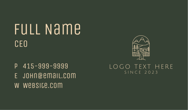 White Monoline Falls Campground Business Card Design Image Preview