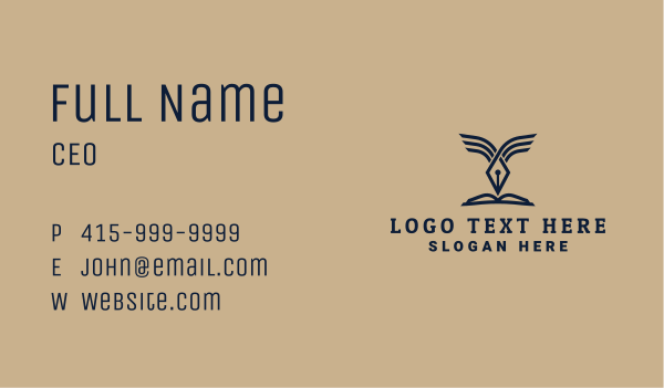 Educational Quill Pen Business Card Design Image Preview