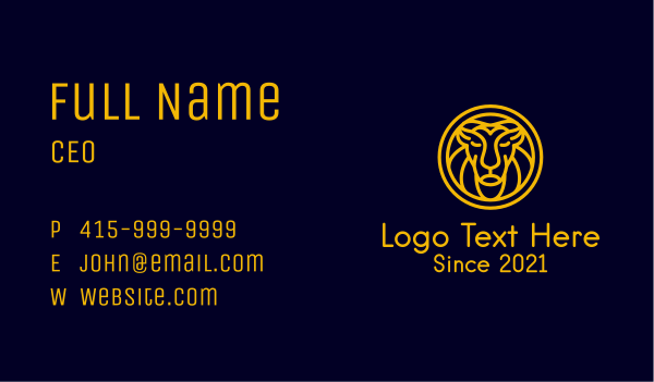 Yellow Lion Head Business Card Design Image Preview