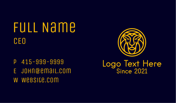 Yellow Lion Head Business Card Design