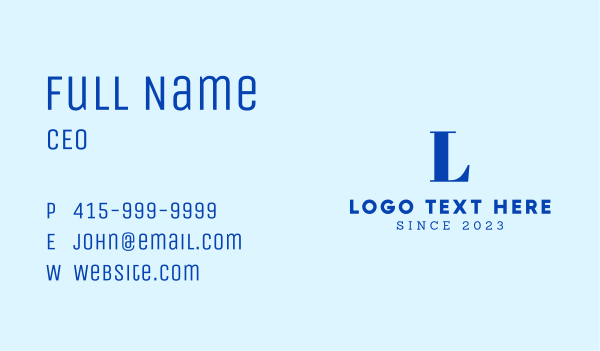 Classic Blue H Business Card Design Image Preview