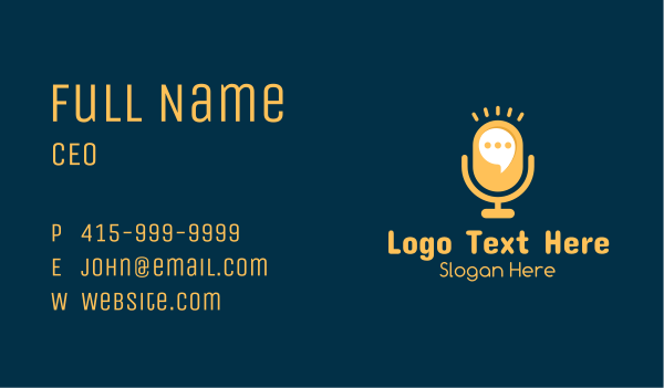 Yellow Announcer Mic  Business Card Design Image Preview