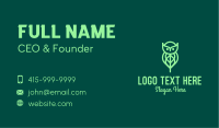Green Owl Leaf Business Card Design