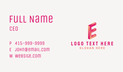 3D Gradient Letter E Business Card Image Preview
