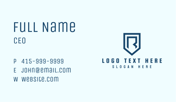 Blue Shield Letter R Business Card Design Image Preview