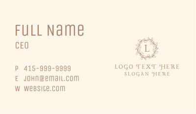 Ornamental Leaves Wreath Business Card Image Preview