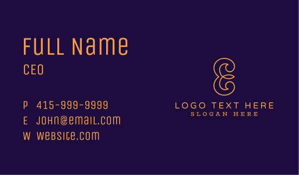 Decorative Letter E Business Card Design Image Preview