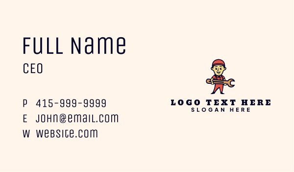 Wrench Repair Guy Business Card Design Image Preview