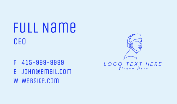 Audio Headphone Guy Business Card Design Image Preview