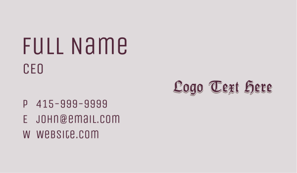 Gothic Business Wordmark Business Card Design Image Preview