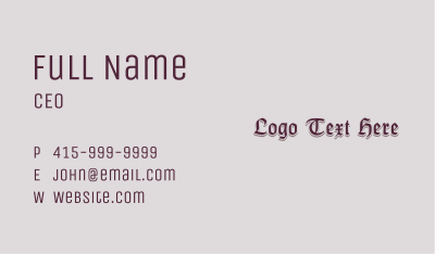 Gothic Business Wordmark Business Card Image Preview
