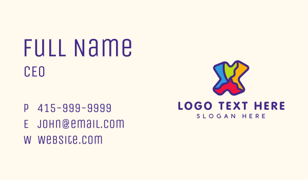 Colorful Letter X Business Card Design Image Preview