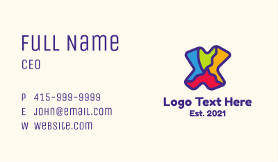 Colorful Letter X Business Card