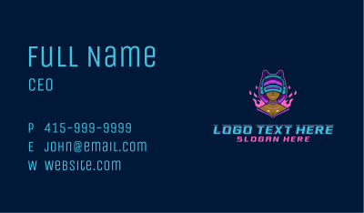 Gamer Girl Cyborg Business Card Image Preview
