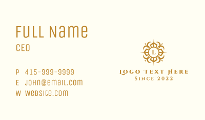 Gold Tattoo Letter  Business Card