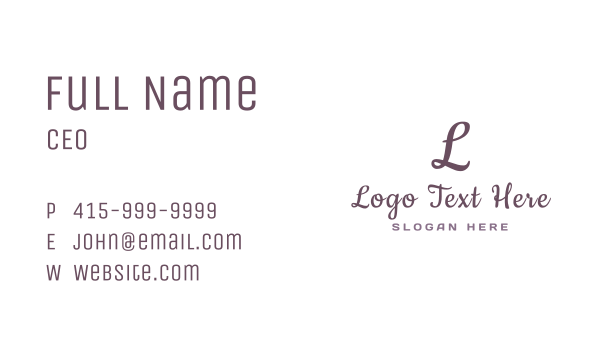 Fashion Initial Lettermark Business Card Design Image Preview