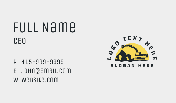 Rock Excavator Machinery Business Card Design Image Preview